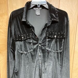 Cowgirl Tuff Western Rodeo Velvet  Shirt Xl